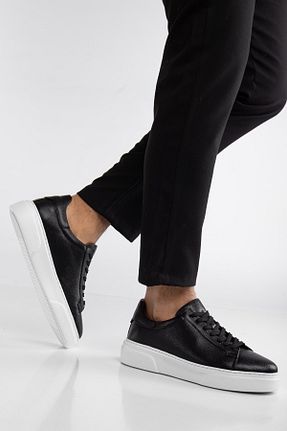 کفش اسنیکر مشکی مردانه چرم اصل maximoda - کد 927900503