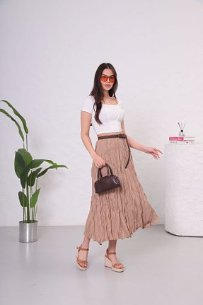 دامن بژ زنانه پارچه Muzzem - کد 927899571