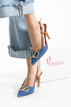 کفش استایلیتو آبی پاشنه نازک Bymoda - کد 928307618