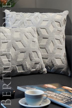 کوسن و روکش کوسن طوسی پلی استر Bertille Home - کد 927920612