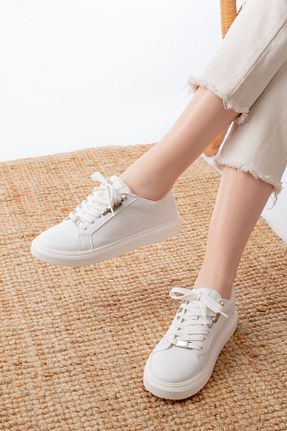 کفش اسنیکر سفید زنانه بند دار Mida Shoes - کد 927915691