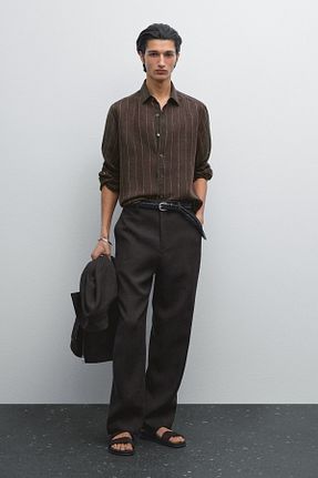 شلوار قهوه ای مردانه کتان Massimo Dutti - کد 927922518