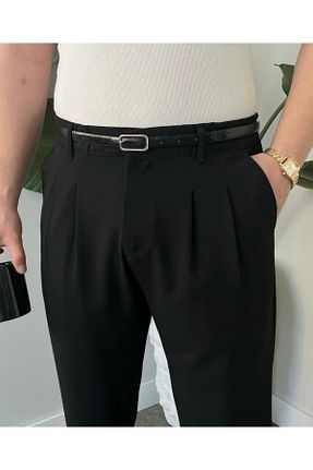 شلوار پارچه ای مشکی مردانه کمر دار MODA - کد 927867777