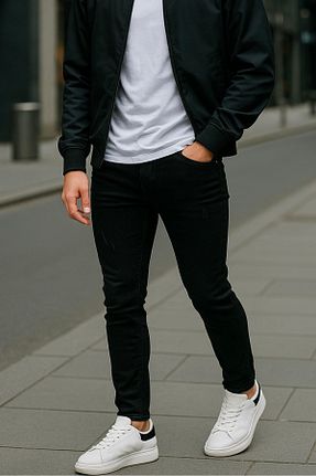 شلوار جین مشکی مردانه پاچه تنگ moda biz - کد 927926854