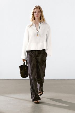 بلوز سفید زنانه ساده Massimo Dutti - کد 927929043