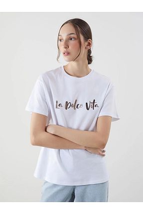 تیشرت سفید زنانه رگولار LC Waikiki - کد 927934228