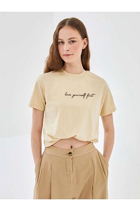 تیشرت بژ زنانه Relaxed LC Waikiki - کد 927933938