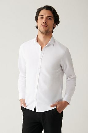 پیراهن سفید مردانه یقه کلاسیک Avva - کد 820565460