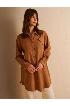 تونیک حجاب قهوه ای زنانه بافتنی Kayra - کد 928091741