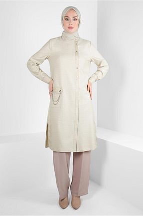 تونیک حجاب بژ زنانه پنبه پلی استر Alvina - کد 797559122