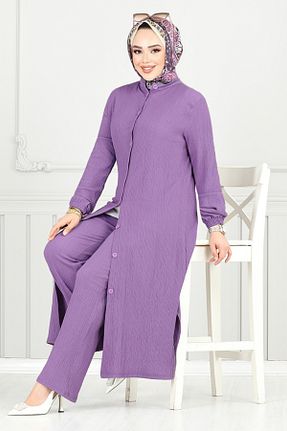 ست بالاتنه و پائین تنه بنفش زنانه بافتنی ModaMerve - کد 928100228