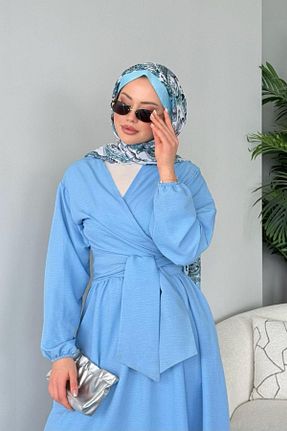 ست بالاتنه و پائین تنه حجاب آبی زنانه رگولار Şulemoda Giyim - کد 927950681