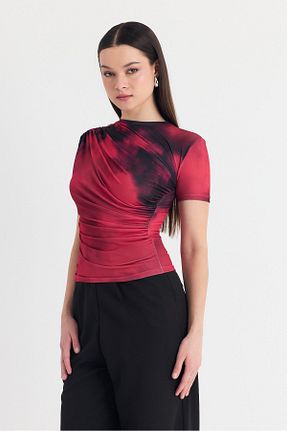 بلوز زرشکی زنانه طرح دار Rays - کد 927957651