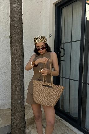 کیف ساحلی قهوه ای زنانه حصیر Shule Bags - کد 927957745
