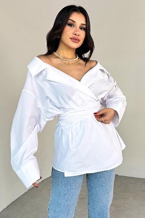پیراهن سفید زنانه رگولار Cappmoda - کد 927951736