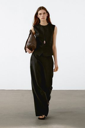 جلیقه مشکی زنانه کتان Massimo Dutti - کد 927963073