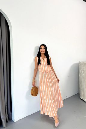 ست بالاتنه و پائین تنه نارنجی زنانه بافتنی MAGGAZA - کد 927965515