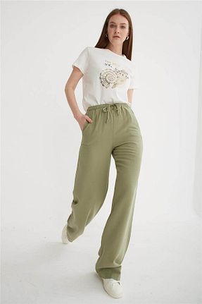 شلوار خاکی زنانه کتان Fashion Friends - کد 927958649