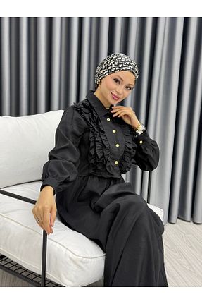ست بالاتنه و پائین تنه مشکی زنانه بافتنی MOVELLA FASHİON - کد 927967617