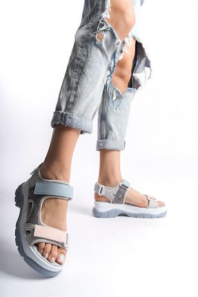 صندل طوسی زنانه پاشنه ضخیم Solo Bag - کد 927970324