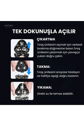 ماشین اصلاح صورت مشکی Şarjlı Enchen - کد 927975652