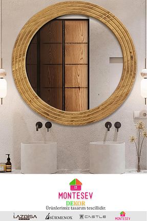 آینه قهوه ای چوب MONTESEV - کد 871402758