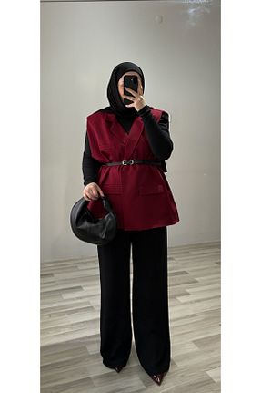 جلیقه زرشکی زنانه اورسایز Bd - کد 928017344