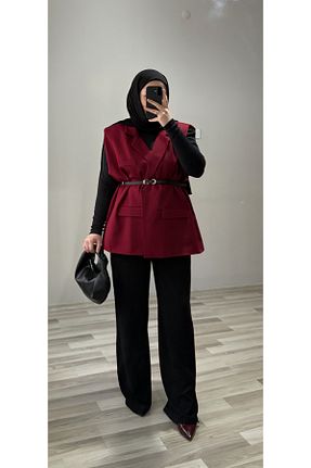 جلیقه زرشکی زنانه اورسایز Bd - کد 928017344