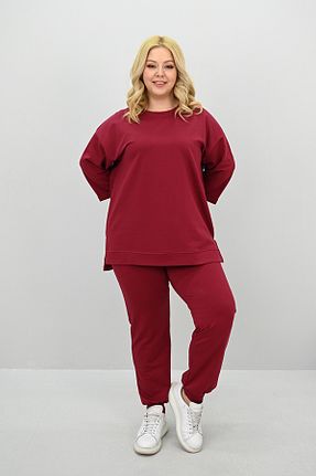 ست گرمکن سایز بزرگ زرشکی زنانه سایز بزرگ Koza Butik - کد 928010969