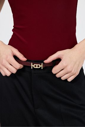 کمربند زرشکی زنانه چرم مصنوعی Rays - کد 928029552