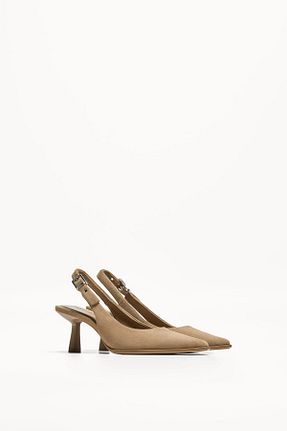 کفش پاشنه بلند کلاسیک قهوه ای زنانه پلی استر Bershka - کد 928035213