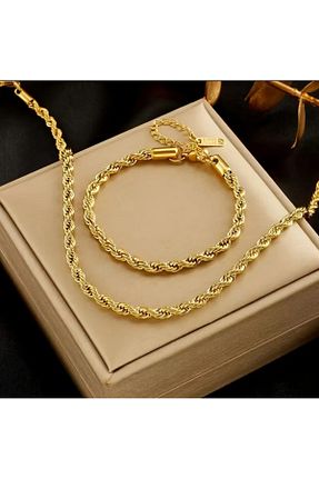 ست استیل طلائی زنانه 2 تایی sulyra - کد 922958696