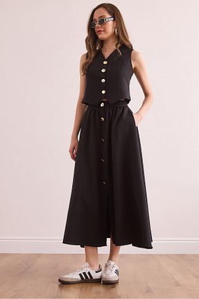 ست بالاتنه و پائین تنه مشکی زنانه بافتنی Olalook - کد 926652786