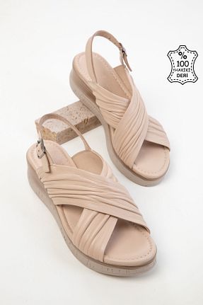 صندل بژ زنانه پاشنه پر SOHO - کد 925981579