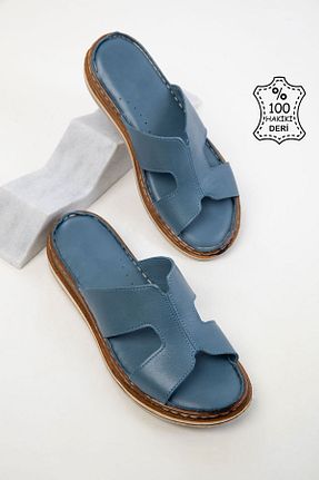دمپائی آبی زنانه چرم خالص SOHO - کد 925981811