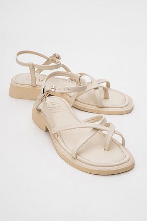 صندل بژ زنانه پاشنه تخت luvishoes - کد 806480611