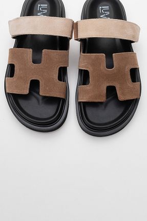 دمپائی قهوه ای زنانه چرم خالص luvishoes - کد 846196166