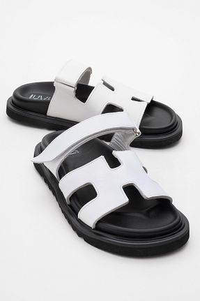 دمپائی سفید زنانه چرم خالص luvishoes - کد 843780777