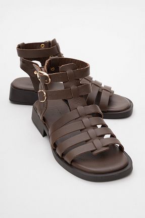 صندل قهوه ای زنانه پاشنه تخت luvishoes - کد 817489743