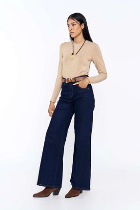 شلوار جین آبی زنانه پاچه گشاد EUROFASHION - کد 926543406