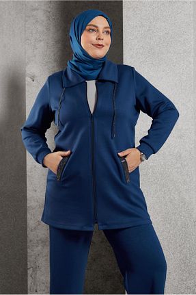 ست بالاتنه و پائین تنه حجاب سرمه ای زنانه رگولار Alvina - کد 888435783