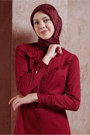 روسری زرشکی ساتن Alvina - کد 855922391