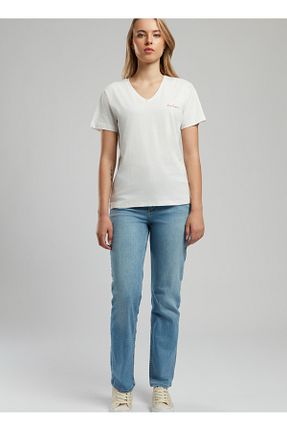 شلوار جین سفید زنانه پاچه ساده Lee Cooper - کد 926545012