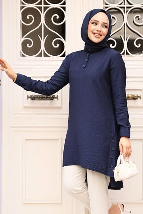 تونیک حجاب سرمه ای پلی استر Neva Style - کد 926555674