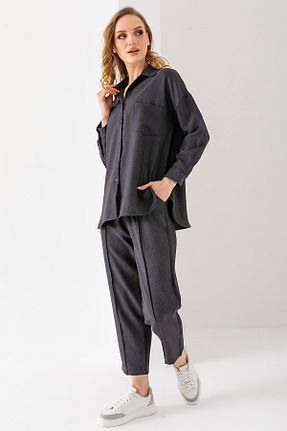 ست بالاتنه و پائین تنه طوسی زنانه بافتنی GİYSA - کد 926563135