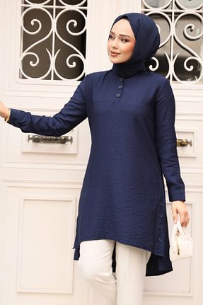 تونیک حجاب سرمه ای پلی استر Neva Style - کد 926555674