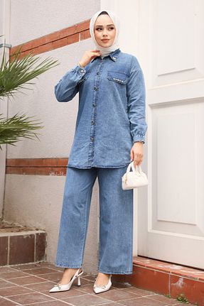 ست بالاتنه و پائین تنه حجاب آبی زنانه رگولار Neva Style - کد 926555580