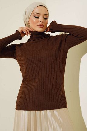 پلیور حجاب قهوه ای زنانه رگولار giyze - کد 926691595