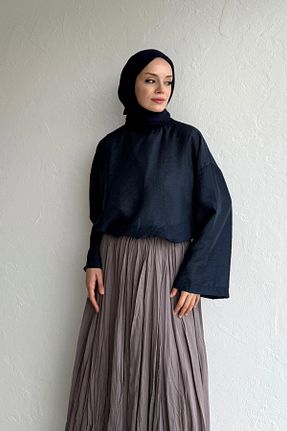بلوز سرمه ای زنانه ساده Moca - کد 926700923