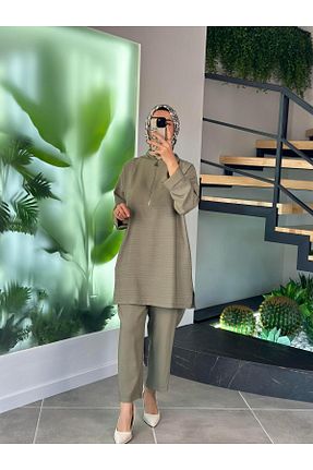 ست بالاتنه و پائین تنه خاکی زنانه رگولار Armine - کد 926644106